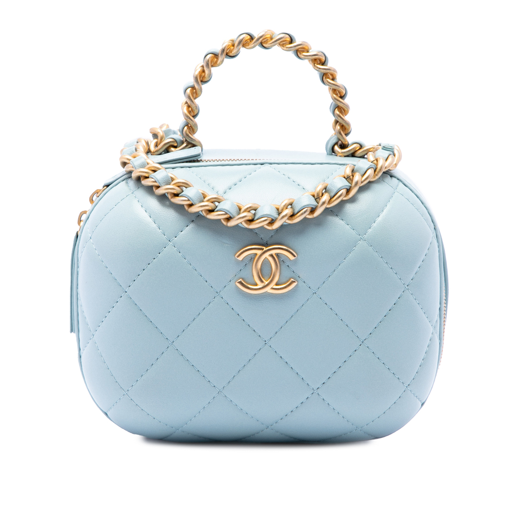 Pre-Loved Chanel Quilted Lambskin CC Bubble Vanity Case With Chain